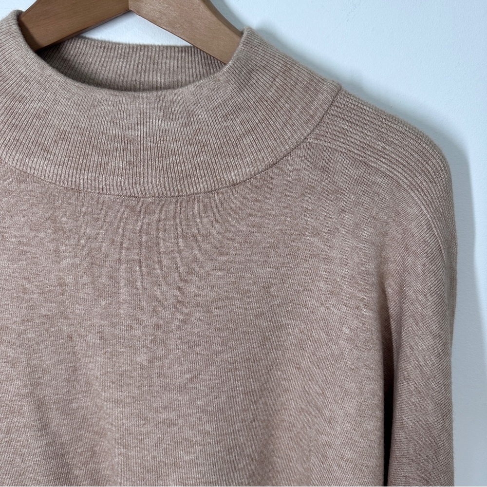Cliche Beige Mock Neck Tunic Sweater XL Faux Fur - Picture 2 of 6